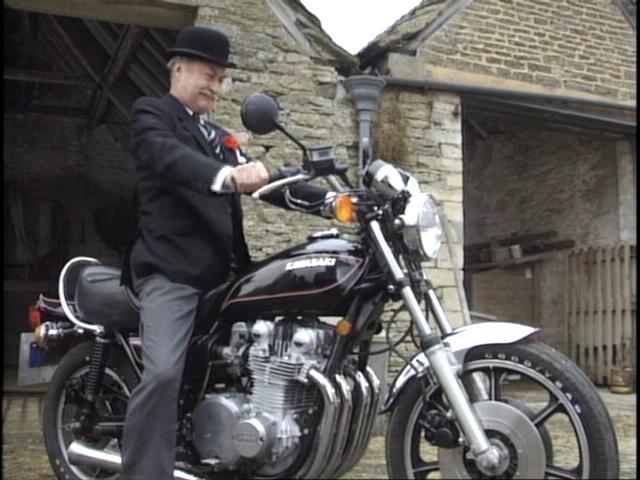 Capt. Peacock astride a powerful Kawasaki